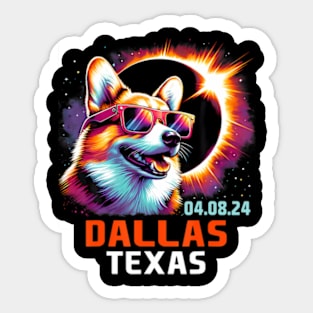 Dallas Texas Total Solar Eclipse 2024 Corgi Dog Sticker